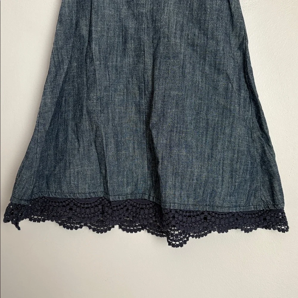 Koala Kids Chambray Denim Southwest Embroidered Dress size 2T Crochet Trim